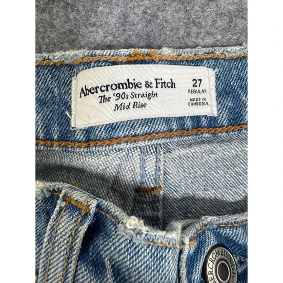NWT Abercrombie Fitch The 90s Straight Mid Rise Jeans Women Size 27 Reguar - Picture 7 of 12